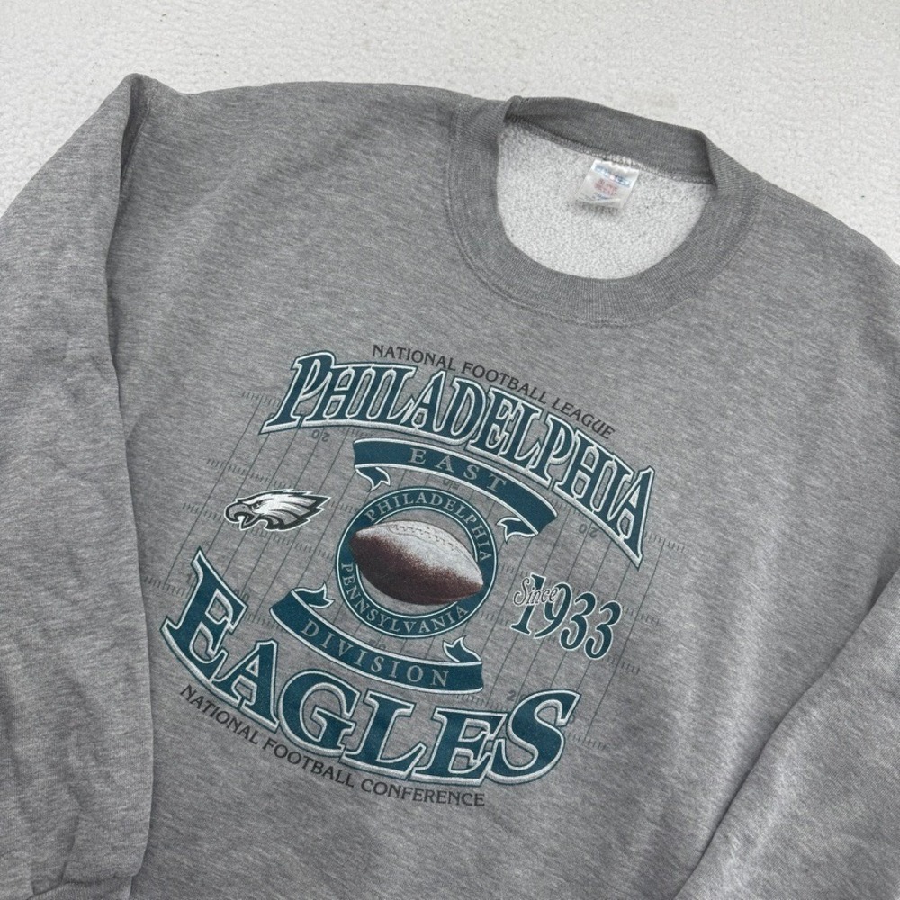 Jerzees Super Sweats Philadelphia Eagles Sweatshirt Mens XL Gray Crewneck Y2K